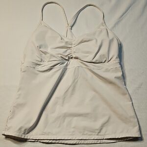 Athleta Halter Tankini Swim Top Ruched Bust Cream White Size Large  Athleisure